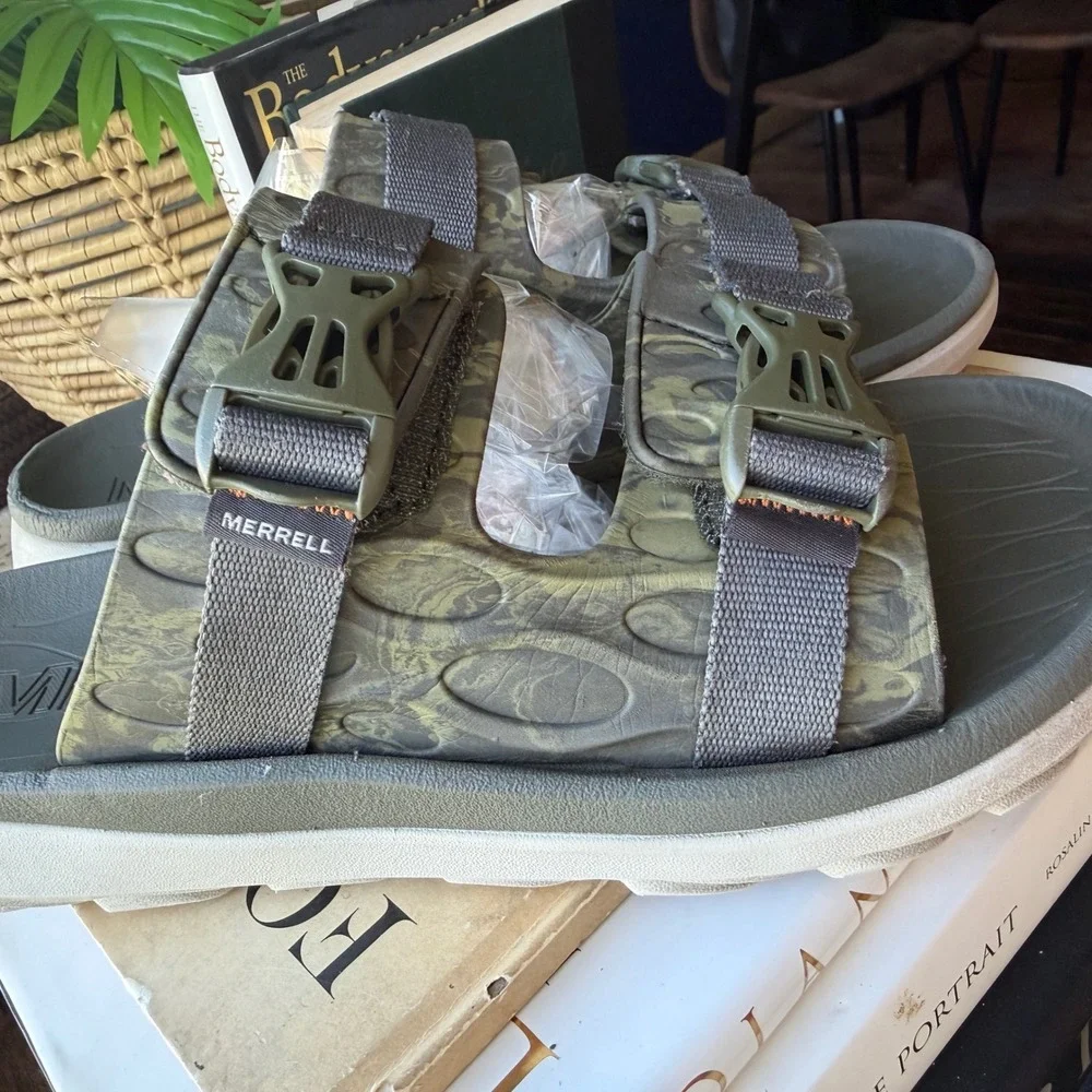 Merrell Hydro Slide 2 Mens 11 Olive Green Camo Adjustable Strap Sandals J005227
